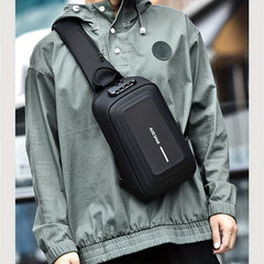 Men's Anti Theft Password Lock Crossbody Sling Bag With USB Charging Port