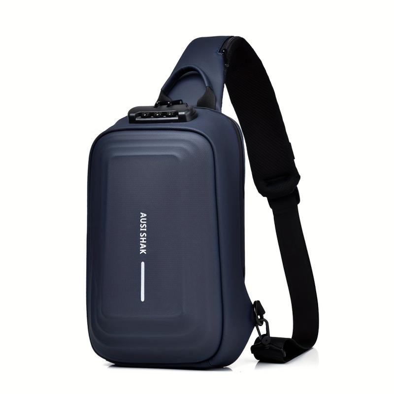 Men's Anti Theft Password Lock Crossbody Sling Bag With USB Charging Port