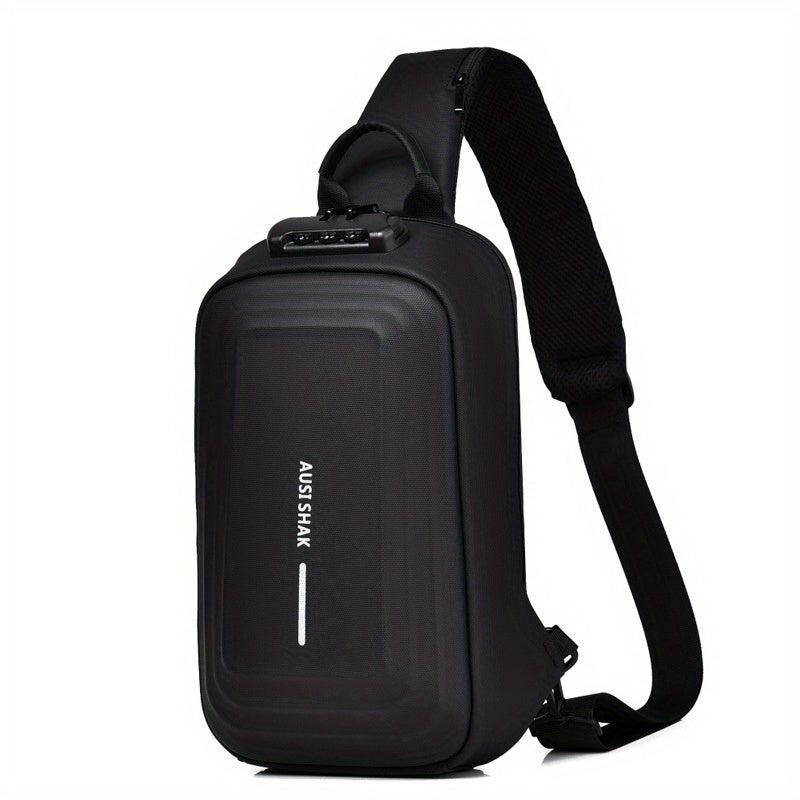 Men's Anti Theft Password Lock Crossbody Sling Bag With USB Charging Port
