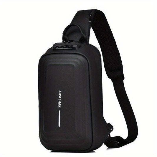 Men's Anti Theft Password Lock Crossbody Sling Bag With USB Charging Port