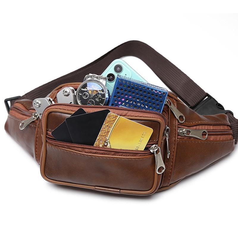 Casual PU Leather Waist Bag for Outdoor Sports Running