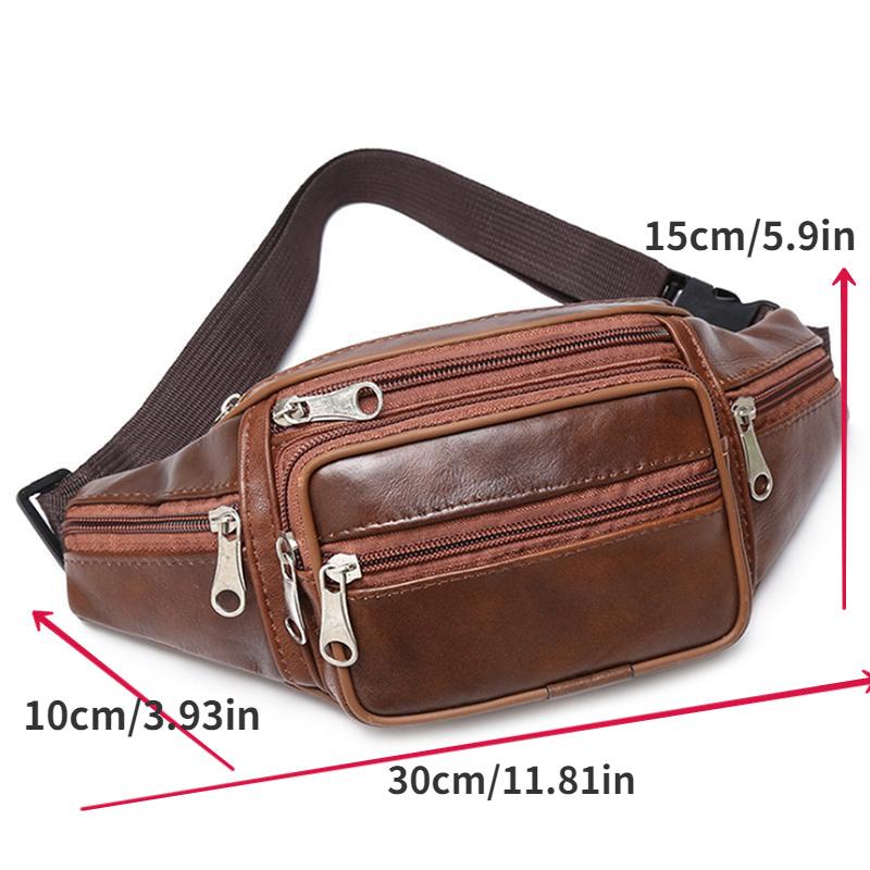 Casual PU Leather Waist Bag for Outdoor Sports Running