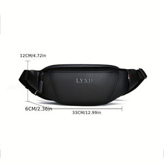 Men's Casual PU Leather Litchi Embossed Chest Bag