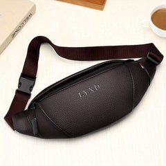 Men's Casual PU Leather Litchi Embossed Chest Bag