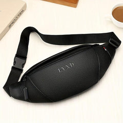 Men's Casual PU Leather Litchi Embossed Chest Bag