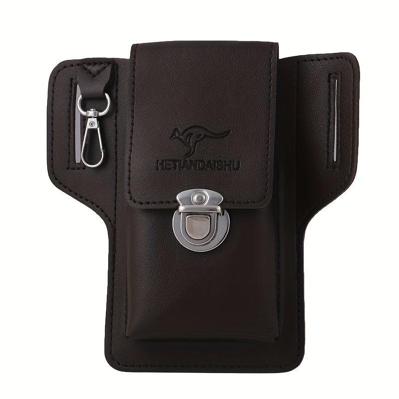 Men's PU Leather Waist Bag for Phone Cigarette Case Key