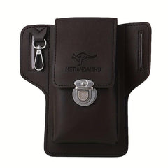 Men's PU Leather Waist Bag for Phone Cigarette Case Key