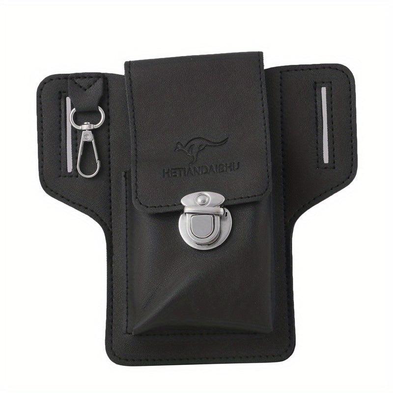 Men's PU Leather Waist Bag for Phone Cigarette Case Key