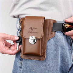 Men's PU Leather Waist Bag for Phone Cigarette Case Key