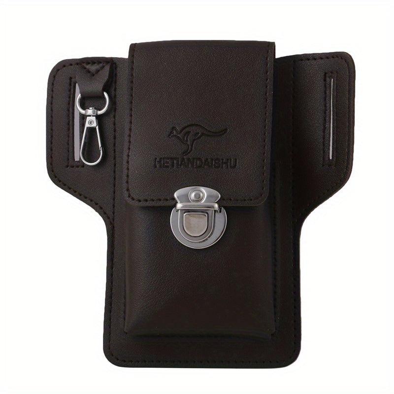 Men's PU Leather Waist Bag for Phone Cigarette Case Key