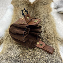 Vintage Medieval Viking Style Leather Drawstring Bag Middle Ages Coin Purse