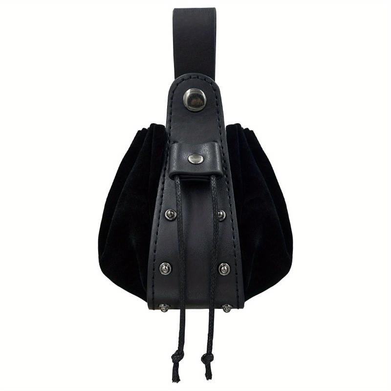 Vintage Medieval Viking Style Leather Drawstring Bag Middle Ages Coin Purse