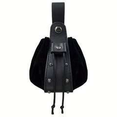 Vintage Medieval Viking Style Leather Drawstring Bag Middle Ages Coin Purse
