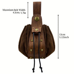 Vintage Medieval Viking Style Leather Drawstring Bag Middle Ages Coin Purse