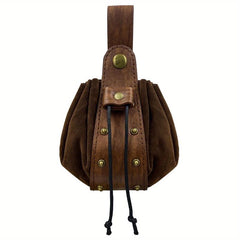 Vintage Medieval Viking Style Leather Drawstring Bag Middle Ages Coin Purse
