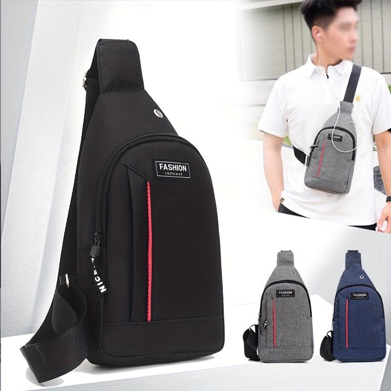 Men's Crossbody Bag With Earphone Hole for Outdoor Sports