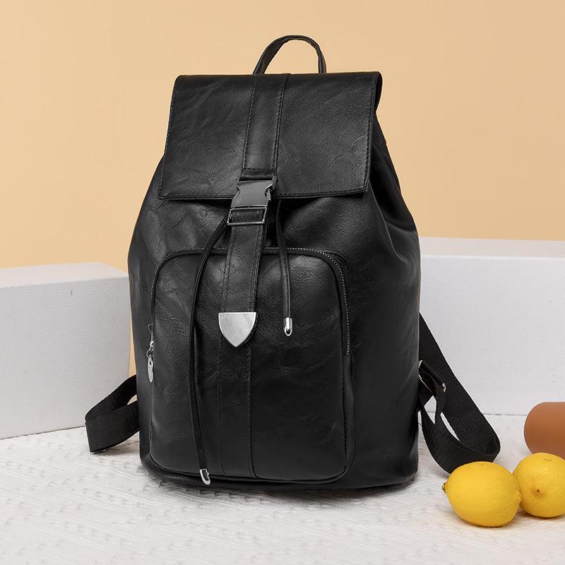 Retro Style Flap Drawstring Backpack School & Travel Bag