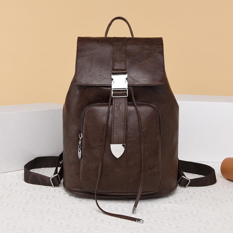 Retro Style Flap Drawstring Backpack School & Travel Bag