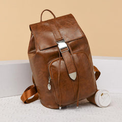 Retro Style Flap Drawstring Backpack School & Travel Bag