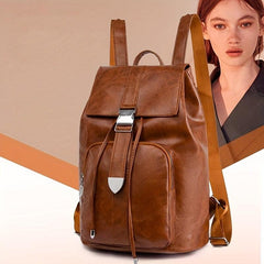 Retro Style Flap Drawstring Backpack School & Travel Bag