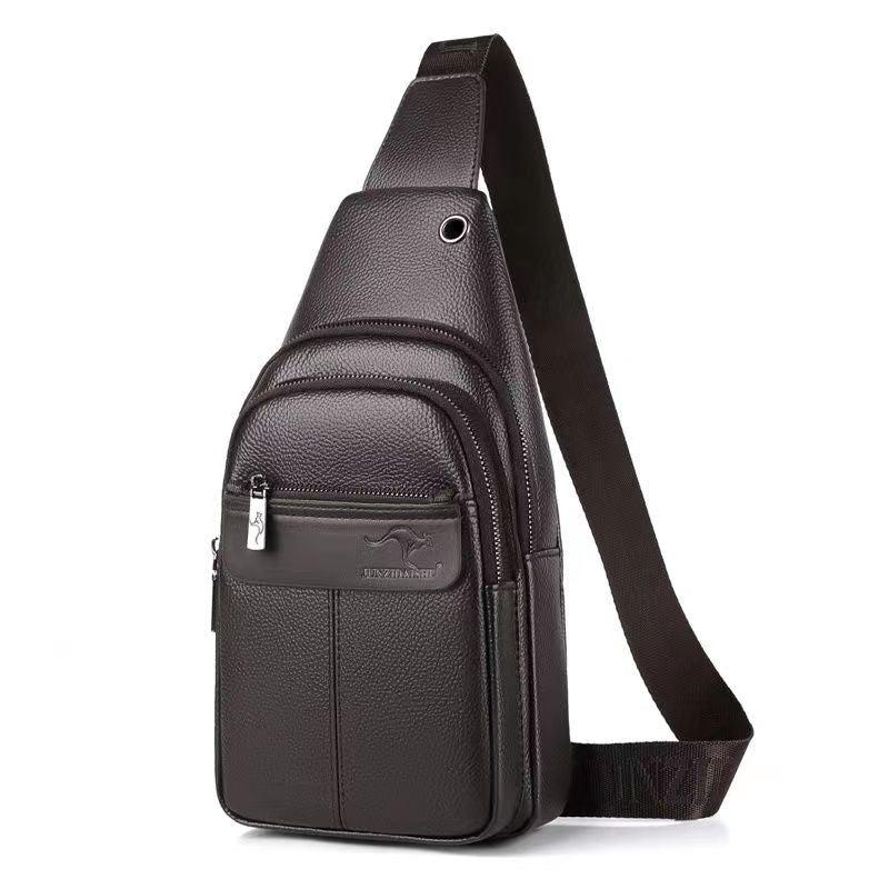 Large Capacity Soft Leather Men's Chest Bag Shoulder Bag For Travel