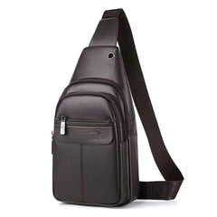 Large Capacity Soft Leather Men's Chest Bag Shoulder Bag For Travel