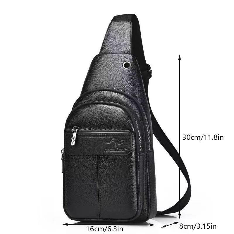 Large Capacity Soft Leather Men's Chest Bag Shoulder Bag For Travel