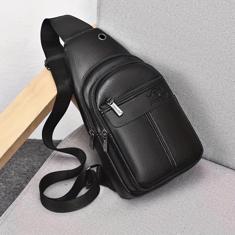 Large Capacity Soft Leather Men's Chest Bag Shoulder Bag For Travel