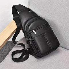 Large Capacity Soft Leather Men's Chest Bag Shoulder Bag For Travel