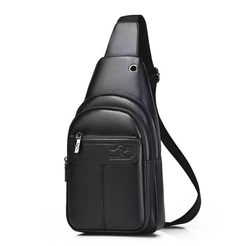 Large Capacity Soft Leather Men's Chest Bag Shoulder Bag For Travel