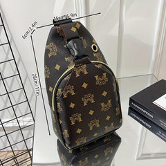 Plaid PU Leather Chest Bag Student Commuter Crossbody Bag Money Cell Phone Bag