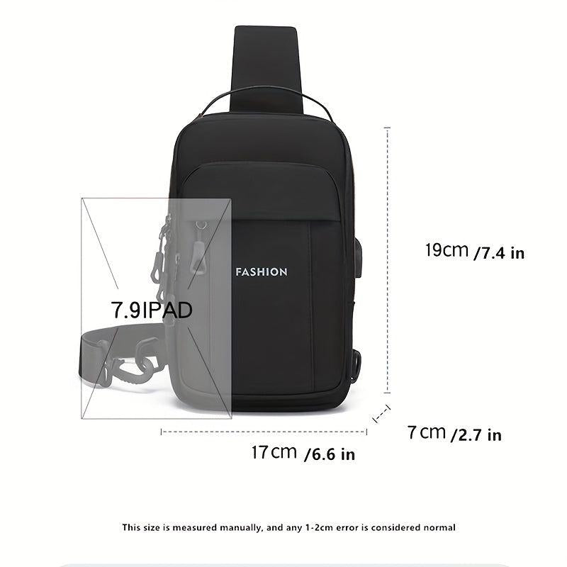 Men's Crossbody Bag with Earphone Hole Multifunction Shoulder Bag