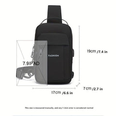 Men's Crossbody Bag with Earphone Hole Multifunction Shoulder Bag