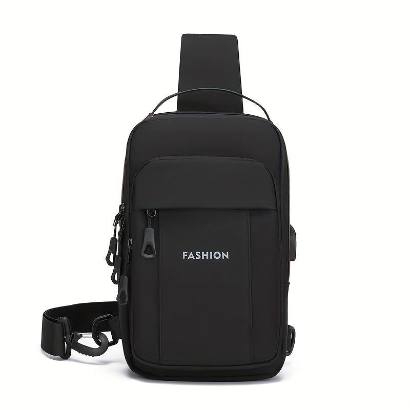 Men's Crossbody Bag with Earphone Hole Multifunction Shoulder Bag