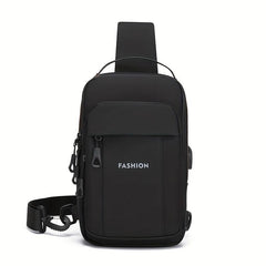 Men's Crossbody Bag with Earphone Hole Multifunction Shoulder Bag