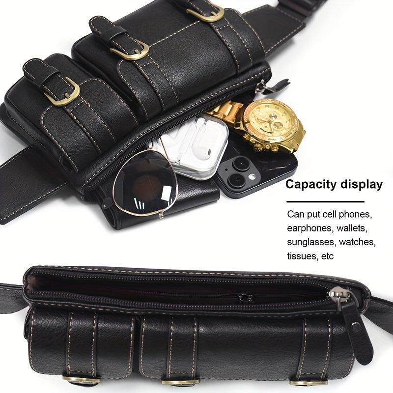 Vintage Leather Waist Bag Fanny Pack For Men Women