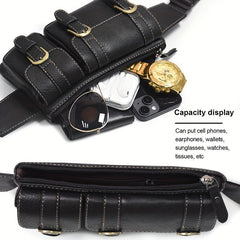 Vintage Leather Waist Bag Fanny Pack For Men Women