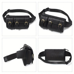 Vintage Leather Waist Bag Fanny Pack For Men Women