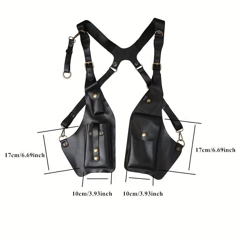 Men's Retro PU Leather Chest Bag Outdoor Mobile Phone Bag