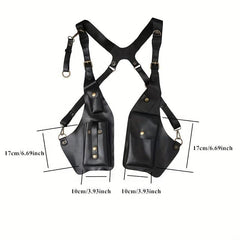 Men's Retro PU Leather Chest Bag Outdoor Mobile Phone Bag
