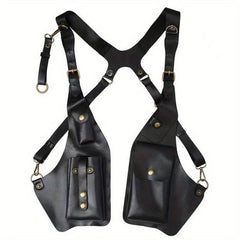 Men's Retro PU Leather Chest Bag Outdoor Mobile Phone Bag