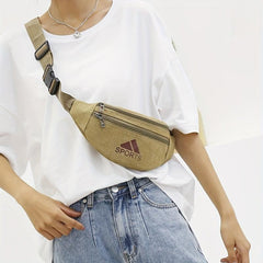 Casual Canvas Waist Bag Large Capacity Wear resistant Crossbody Bag Coin Purse
