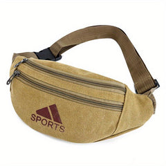 Casual Canvas Waist Bag Large Capacity Wear resistant Crossbody Bag Coin Purse