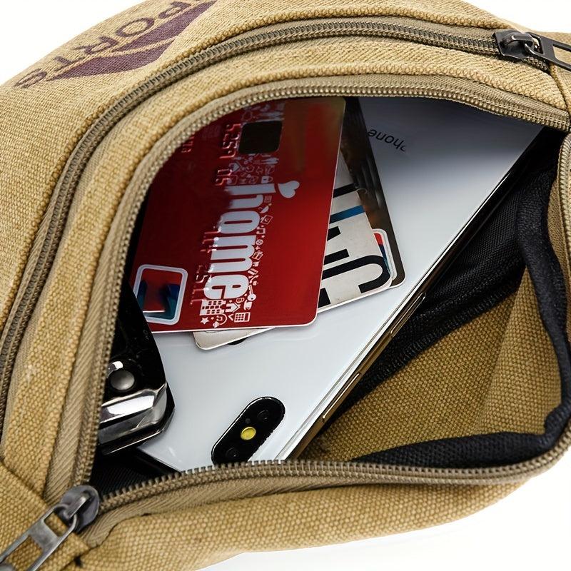 Casual Canvas Waist Bag Large Capacity Wear resistant Crossbody Bag Coin Purse