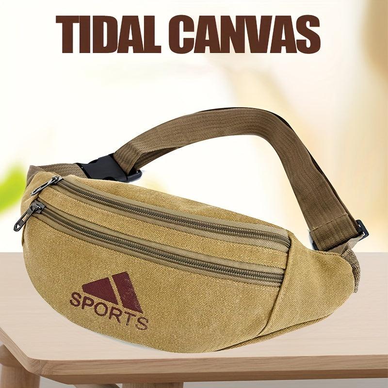 Casual Canvas Waist Bag Large Capacity Wear resistant Crossbody Bag Coin Purse