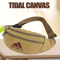Casual Canvas Waist Bag Large Capacity Wear resistant Crossbody Bag Coin Purse