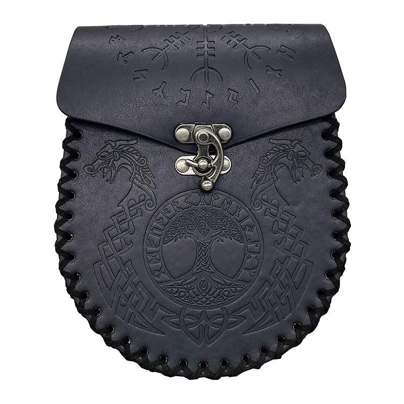 Retro PU Leather Belt Bag Viking Style Medieval Woven Coin Purse