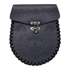 Retro PU Leather Belt Bag Viking Style Medieval Woven Coin Purse