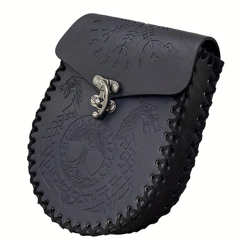 Retro PU Leather Belt Bag Viking Style Medieval Woven Coin Purse