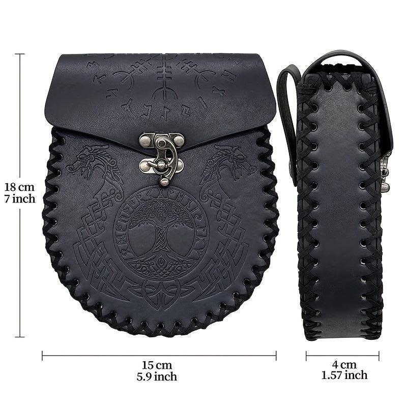 Retro PU Leather Belt Bag Viking Style Medieval Woven Coin Purse
